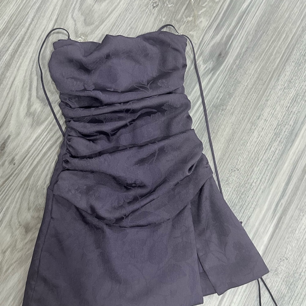 House of CB Melia Floral Purple Strapless Dress